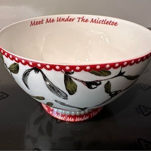 Large Porcelain Christmas Bowl "Meet me Under The Mistletoe"
